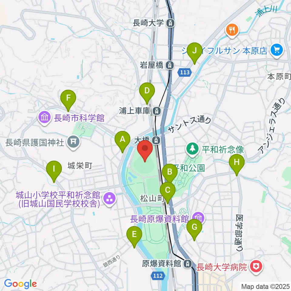長崎ビッグNスタジアム 長崎県営野球場周辺のコンビニエンスストア一覧地図