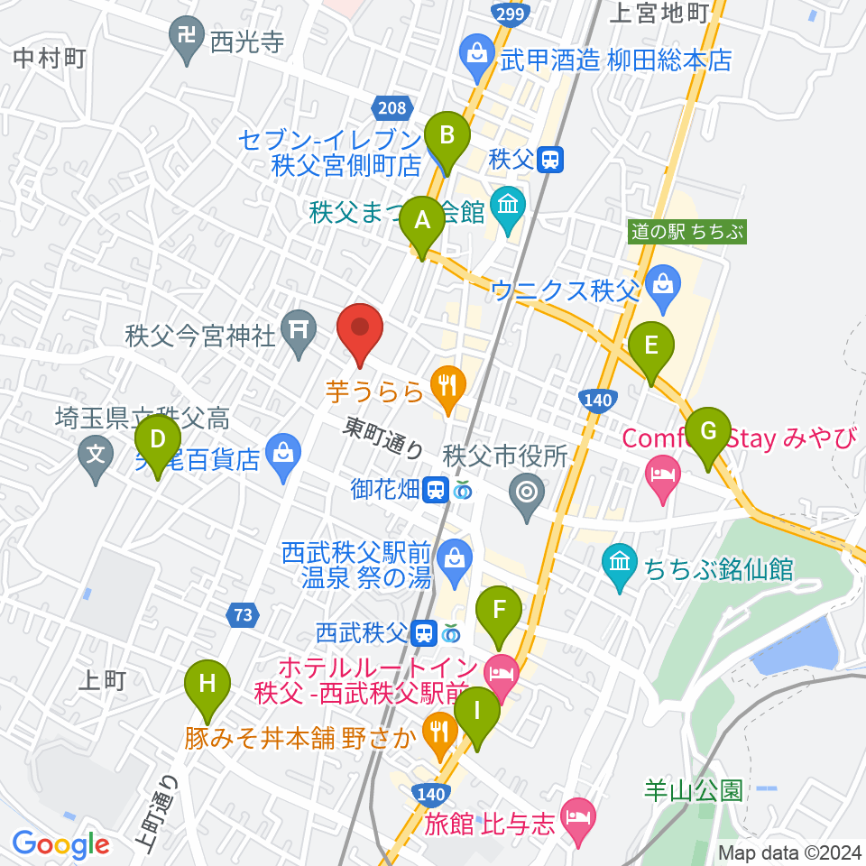 ちちぶエフエム周辺のコンビニエンスストア一覧地図