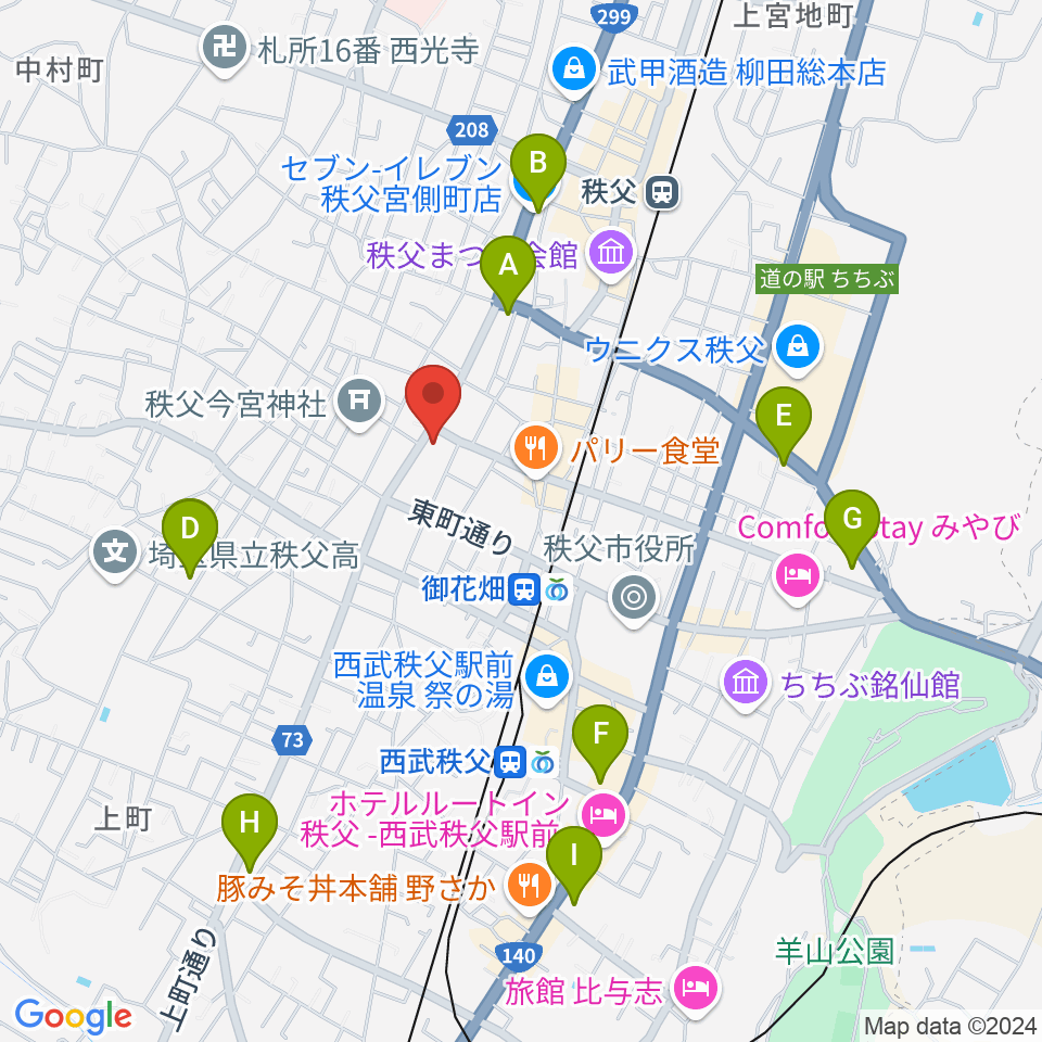 ちちぶエフエム周辺のコンビニエンスストア一覧地図