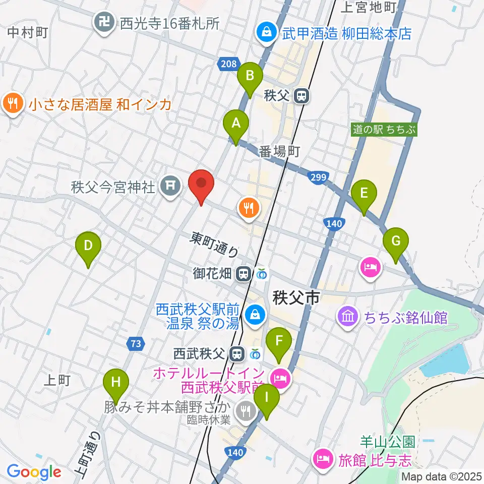 ちちぶエフエム周辺のコンビニエンスストア一覧地図