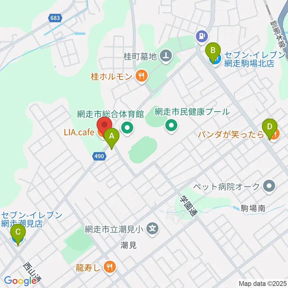 FMあばしり周辺のコンビニエンスストア一覧地図
