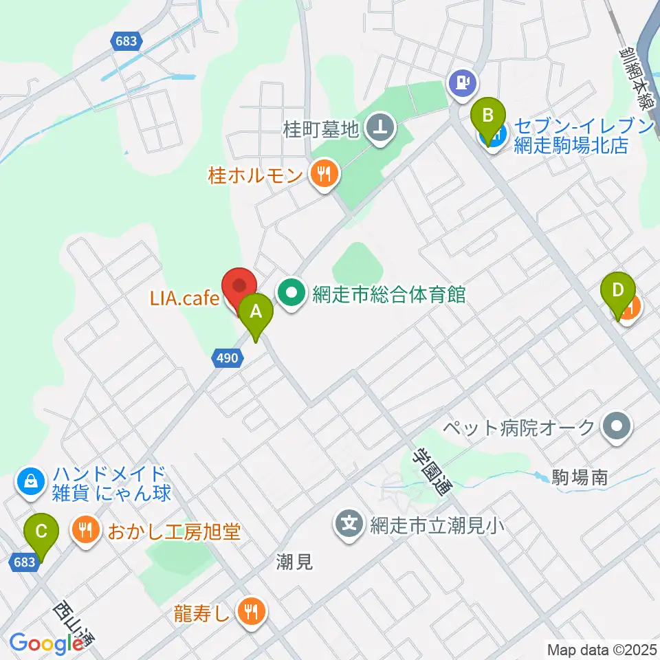 FMあばしり周辺のコンビニエンスストア一覧地図