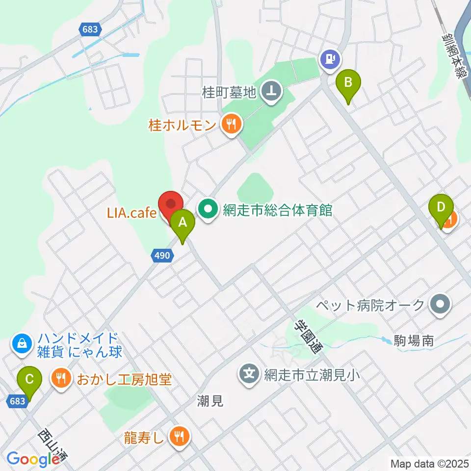 FMあばしり周辺のコンビニエンスストア一覧地図
