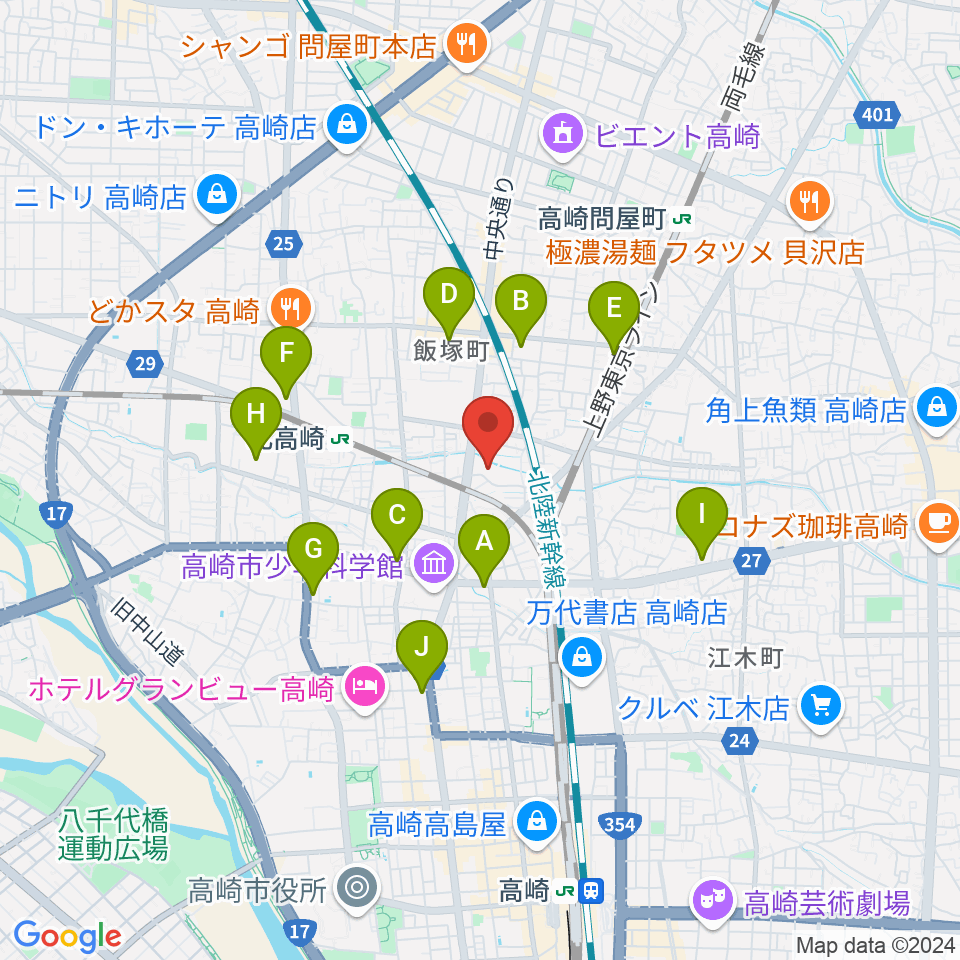 高崎市総合福祉センター周辺のコンビニエンスストア一覧地図