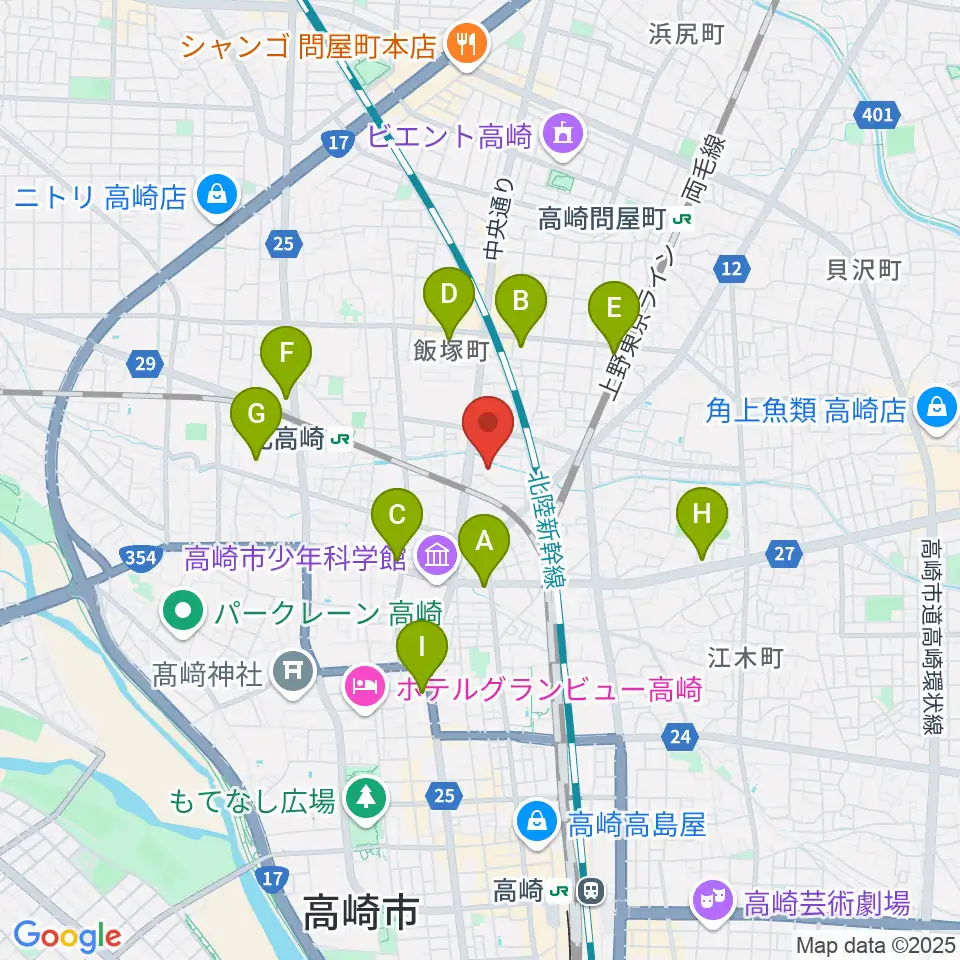 高崎市総合福祉センター周辺のコンビニエンスストア一覧地図