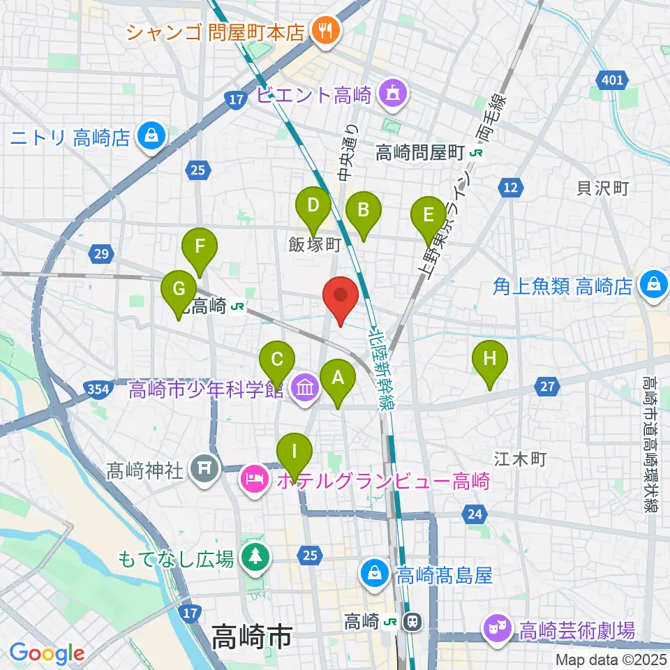 高崎市総合福祉センター周辺のコンビニエンスストア一覧地図