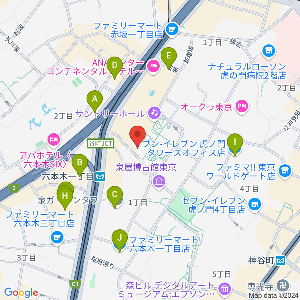 六本木アークヒルズカフェ周辺のコンビニエンスストア一覧地図