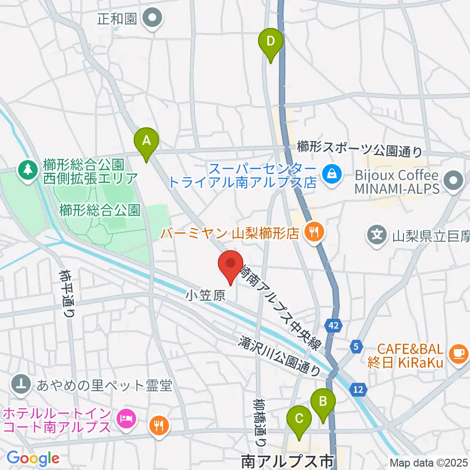 南アルプス市櫛形生涯学習センター周辺のコンビニエンスストア一覧地図