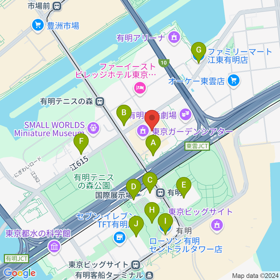 島村楽器 有明ガーデン店周辺のコンビニエンスストア一覧地図