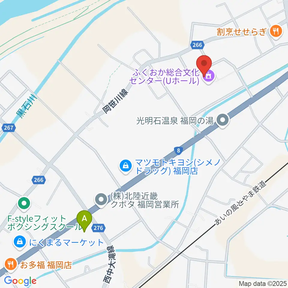 高岡市ふくおか総合文化センターＵホール周辺のコンビニエンスストア一覧地図