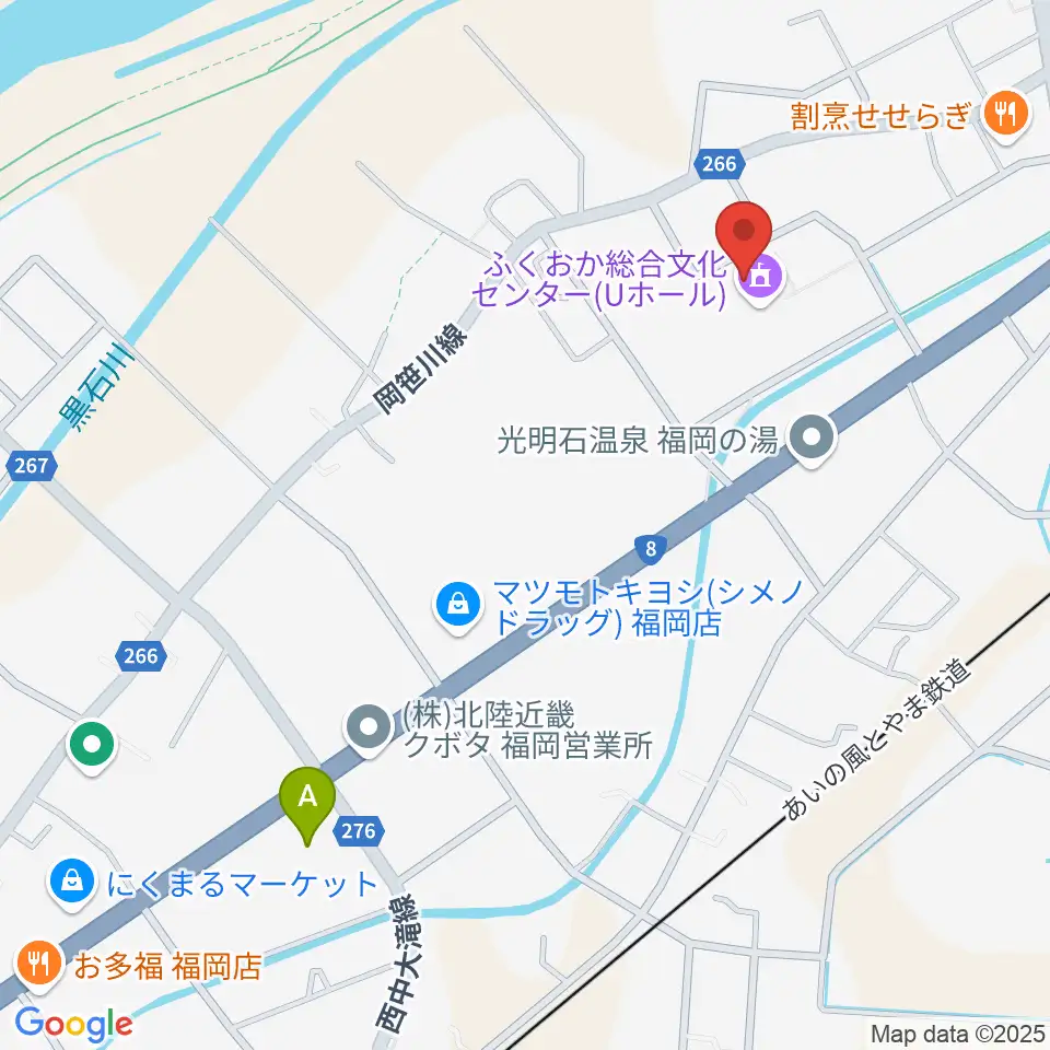高岡市ふくおか総合文化センターＵホール周辺のコンビニエンスストア一覧地図