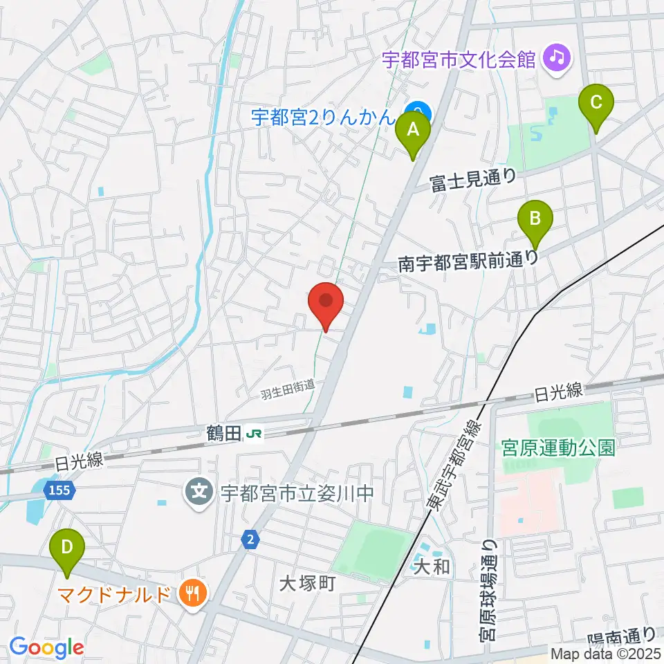 オオノ楽器 宇都宮店周辺のコンビニエンスストア一覧地図