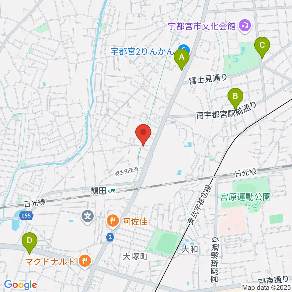 オオノ楽器 宇都宮店周辺のコンビニエンスストア一覧地図