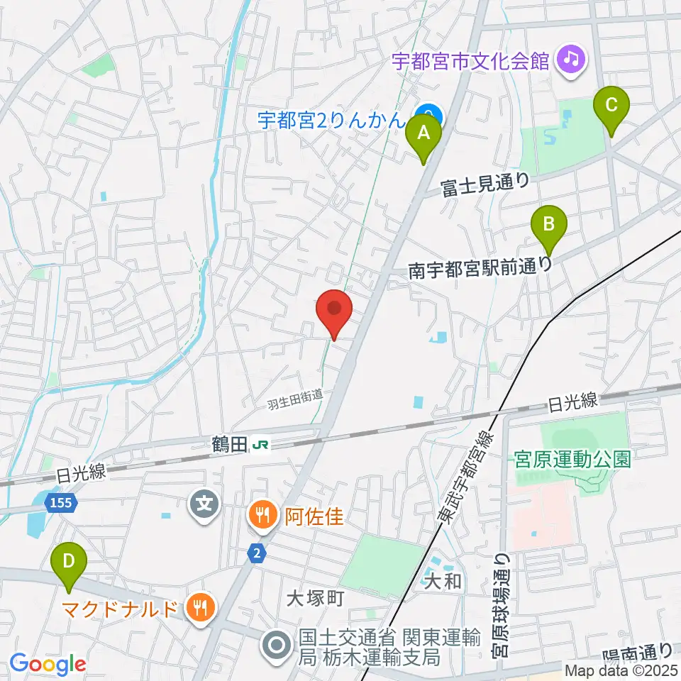 オオノ楽器 宇都宮店周辺のコンビニエンスストア一覧地図