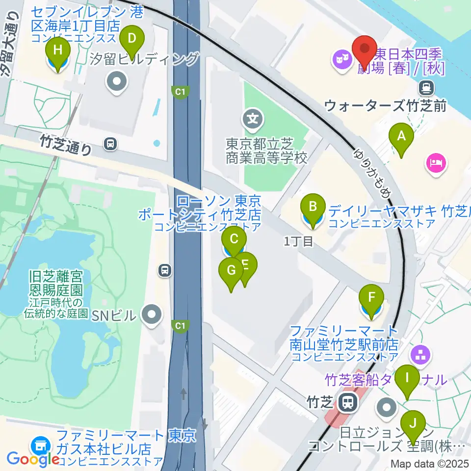 JR東日本四季劇場［秋］周辺のコンビニエンスストア一覧地図
