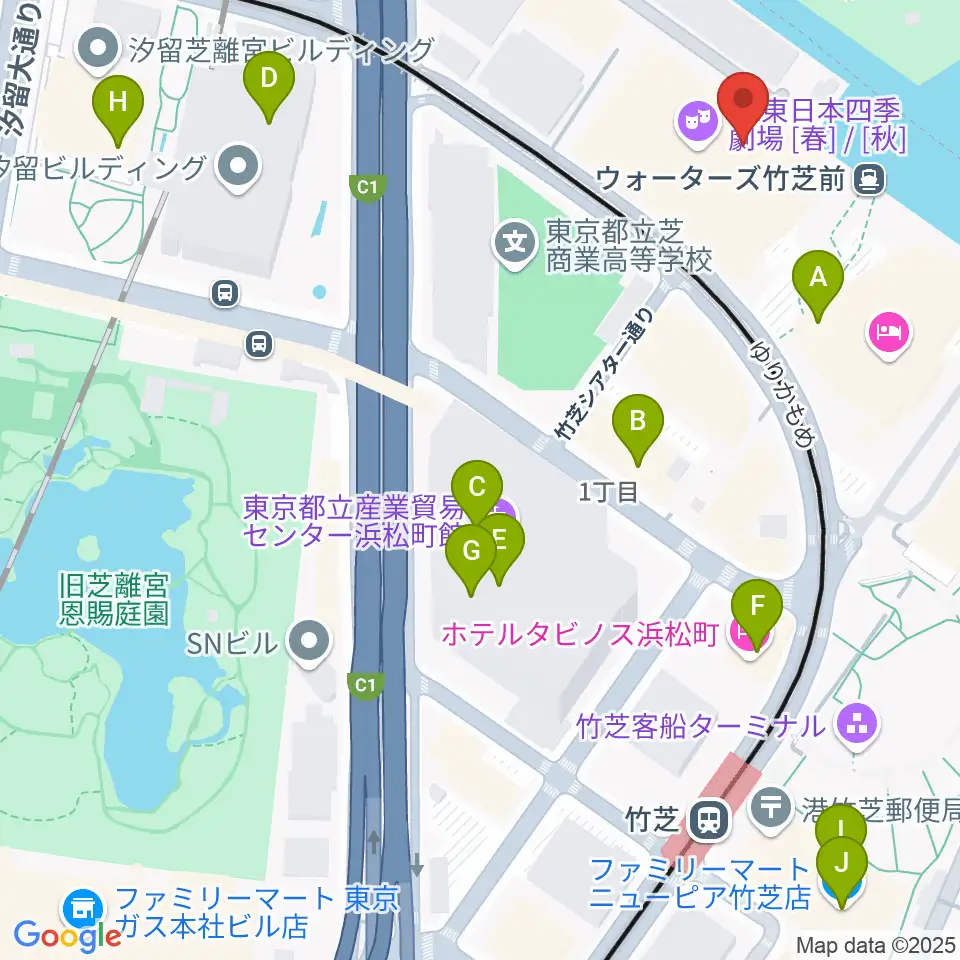 JR東日本四季劇場［秋］周辺のコンビニエンスストア一覧地図