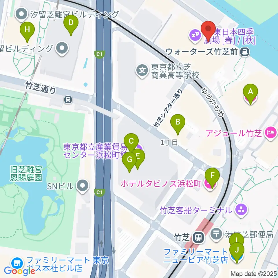 JR東日本四季劇場［秋］周辺のコンビニエンスストア一覧地図