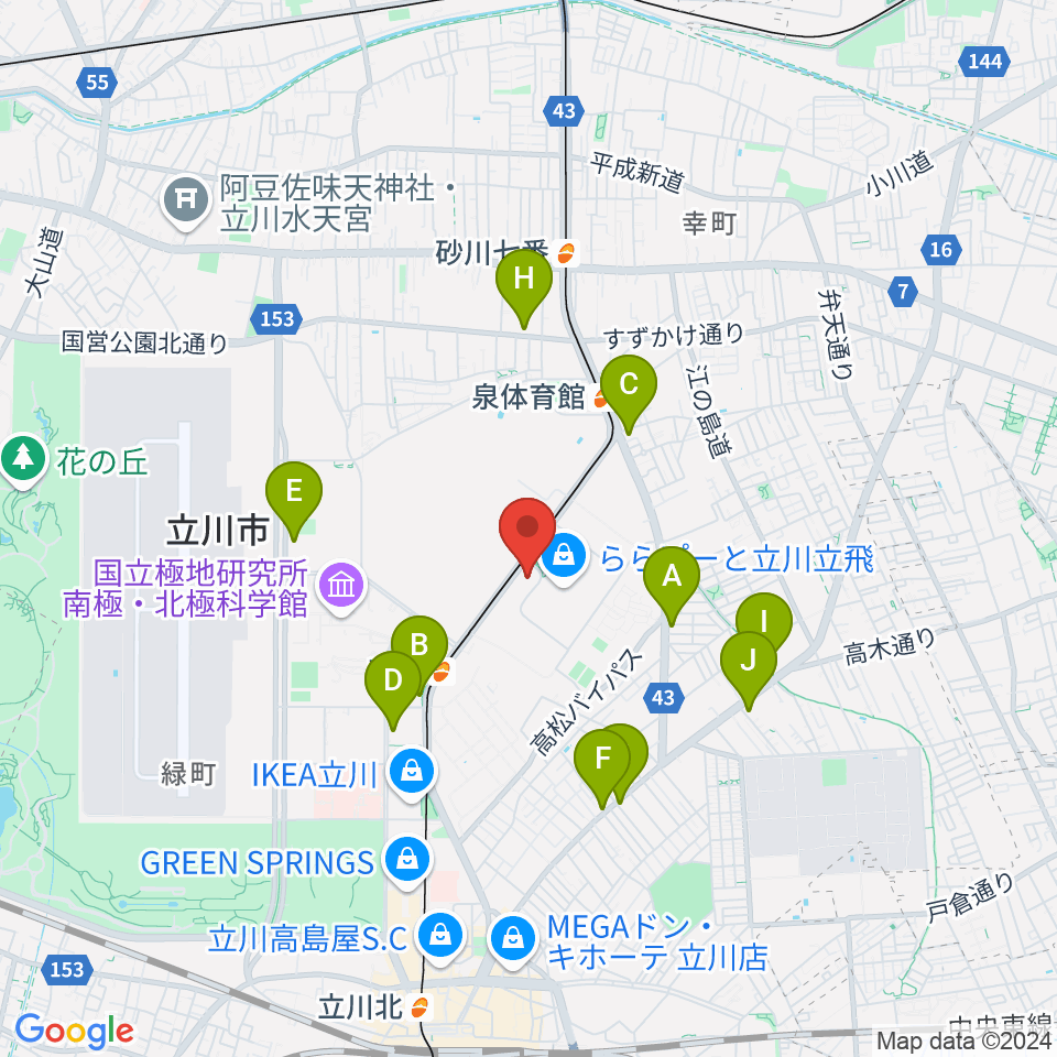 TOHOシネマズ立川立飛周辺のコンビニエンスストア一覧地図