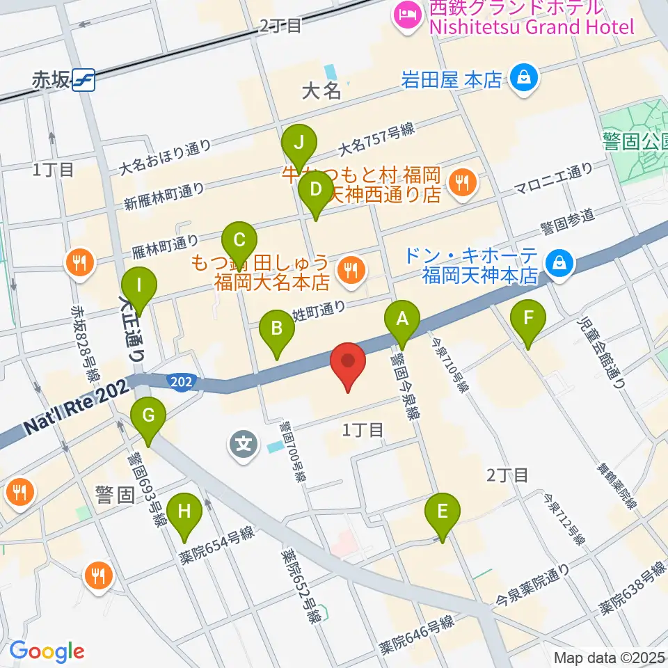 キノシネマ天神周辺のコンビニエンスストア一覧地図
