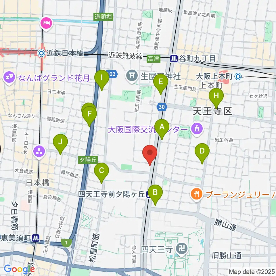 天王寺区民センター周辺のコンビニエンスストア一覧地図