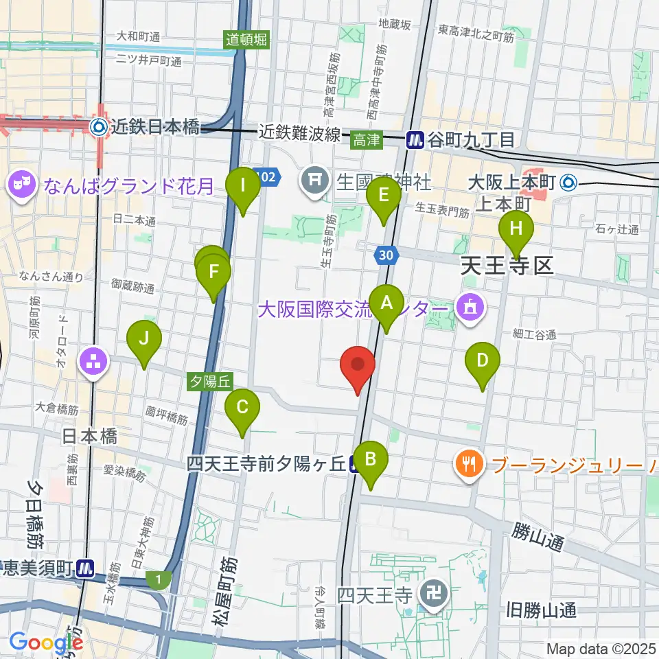 天王寺区民センター周辺のコンビニエンスストア一覧地図