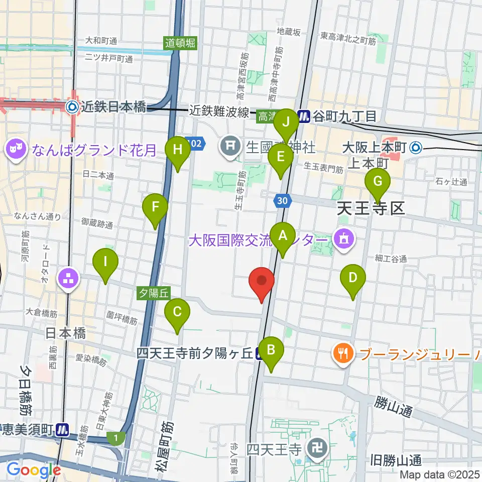 天王寺区民センター周辺のコンビニエンスストア一覧地図