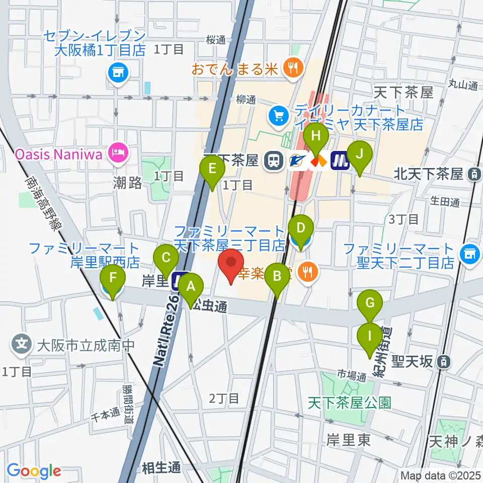 大阪市立西成区民センター周辺のコンビニエンスストア一覧地図