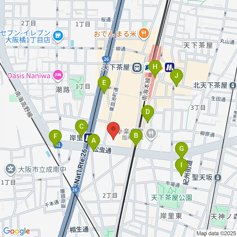 大阪市立西成区民センター周辺のコンビニエンスストア一覧地図