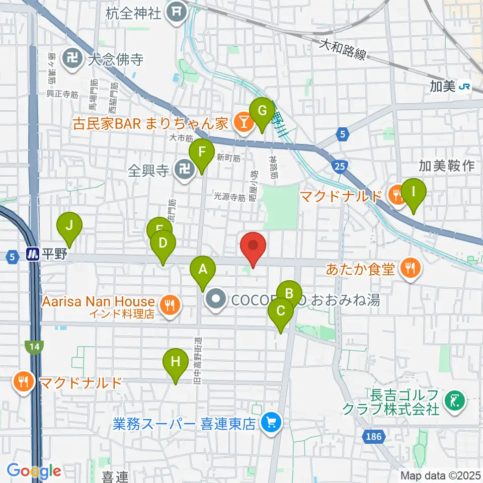大阪市立平野区民ホール周辺のコンビニエンスストア一覧地図