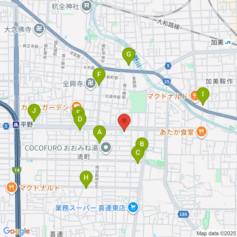 大阪市立平野区民ホール周辺のコンビニエンスストア一覧地図
