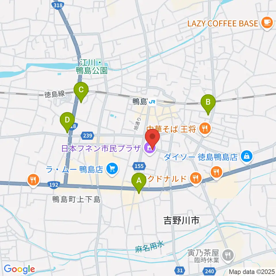 日本フネン市民プラザ周辺のコンビニエンスストア一覧地図
