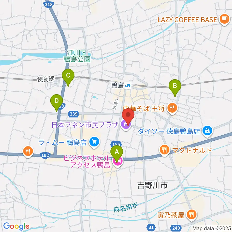 日本フネン市民プラザ周辺のコンビニエンスストア一覧地図