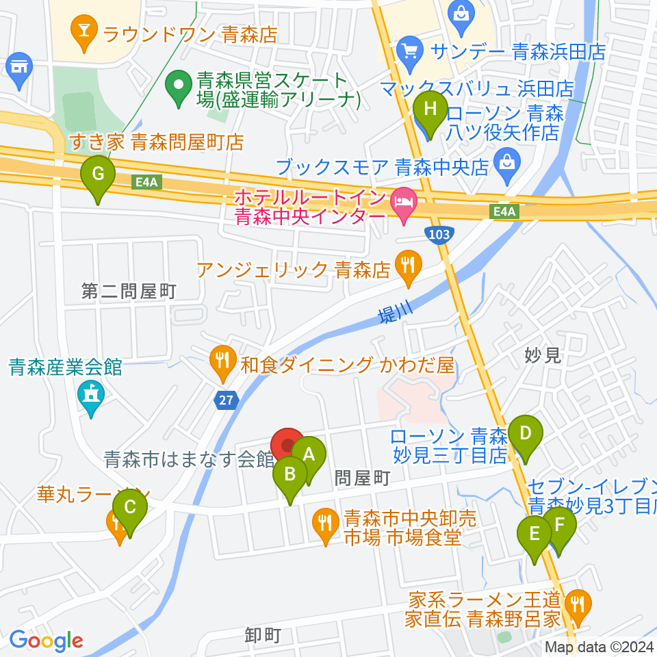 青森市はまなす会館周辺のコンビニエンスストア一覧地図