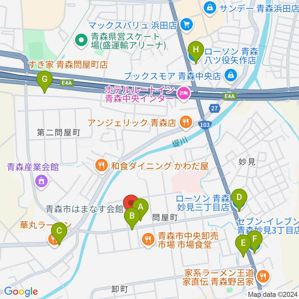 青森市はまなす会館周辺のコンビニエンスストア一覧地図