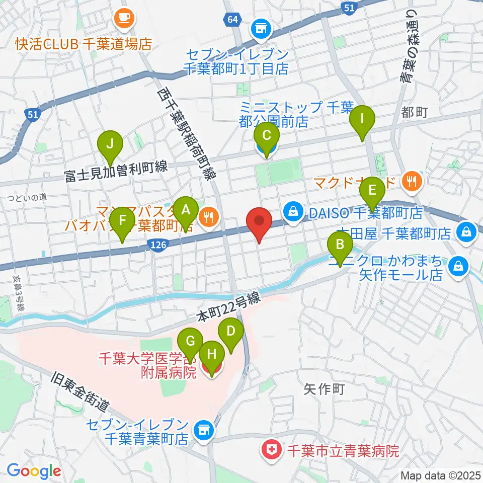 千葉2AWスクエア周辺のコンビニエンスストア一覧地図