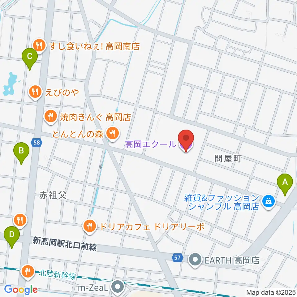 高岡エクール周辺のコンビニエンスストア一覧地図