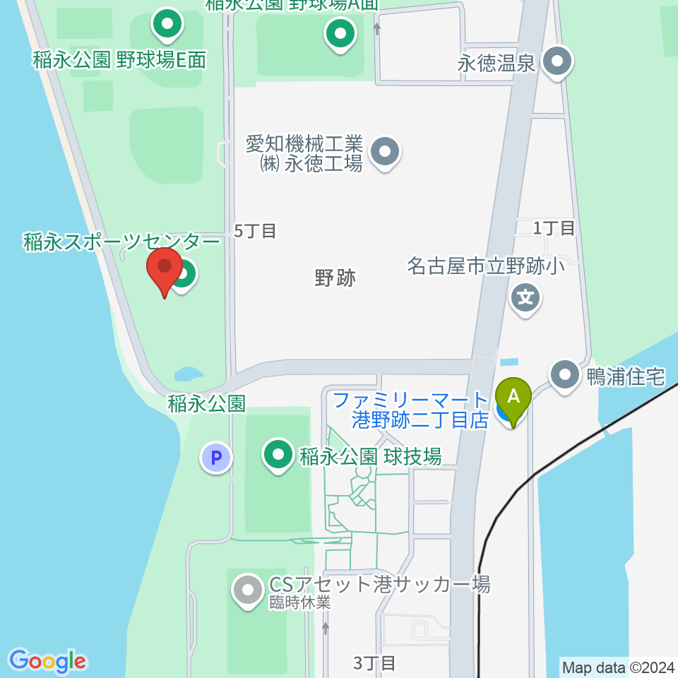 稲永スポーツセンター周辺のコンビニエンスストア一覧地図