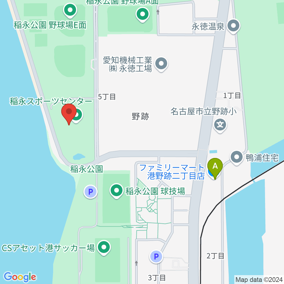 稲永スポーツセンター周辺のコンビニエンスストア一覧地図