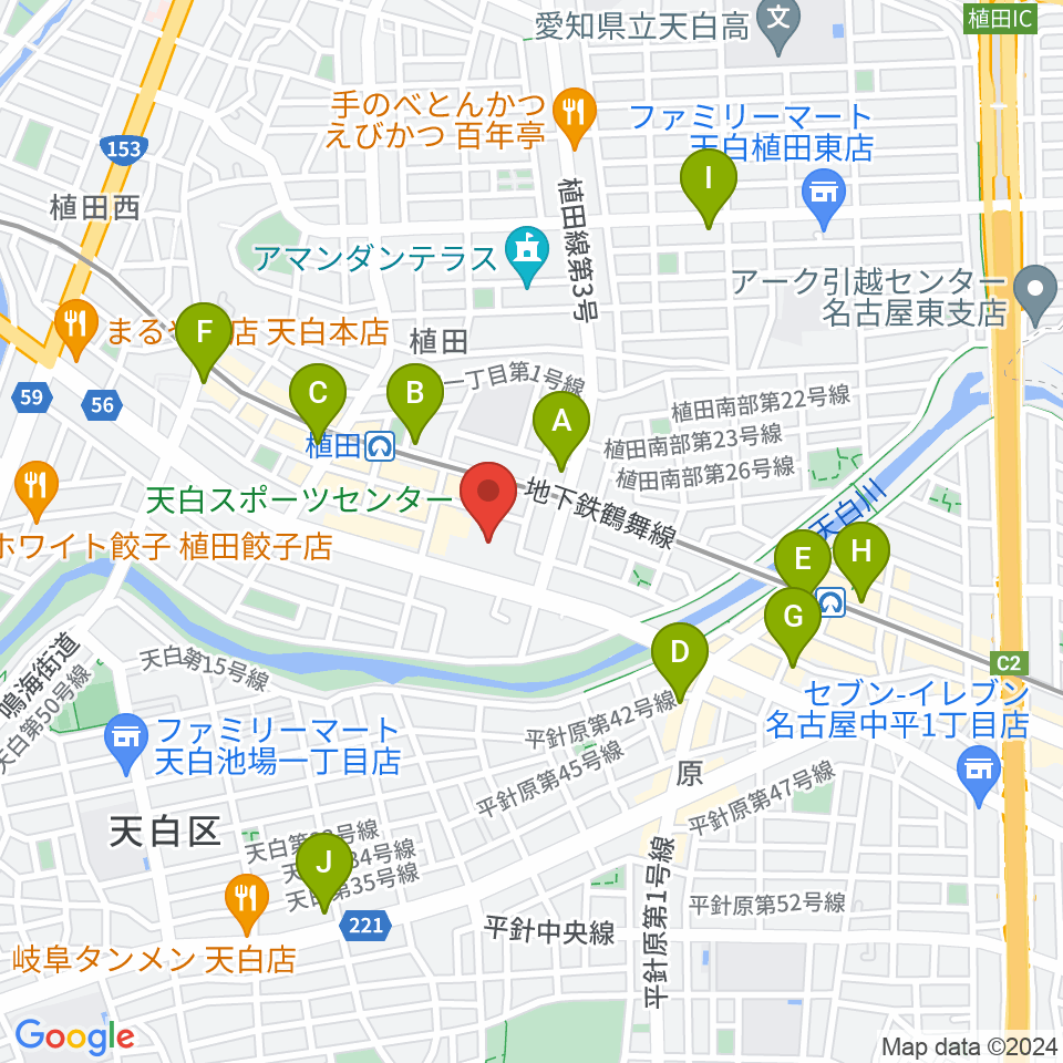 天白スポーツセンター周辺のコンビニエンスストア一覧地図