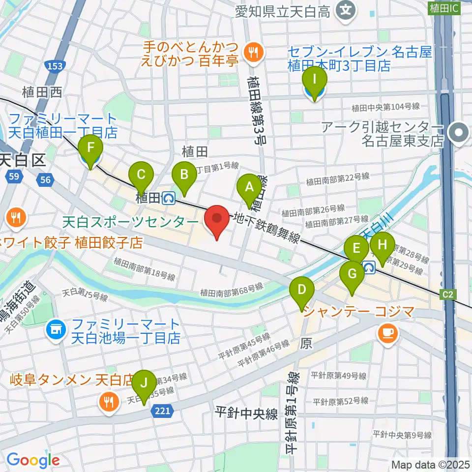 天白スポーツセンター周辺のコンビニエンスストア一覧地図