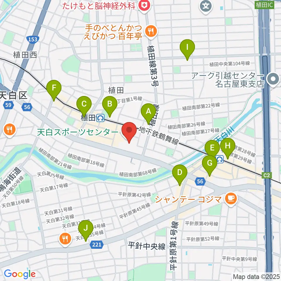 天白スポーツセンター周辺のコンビニエンスストア一覧地図