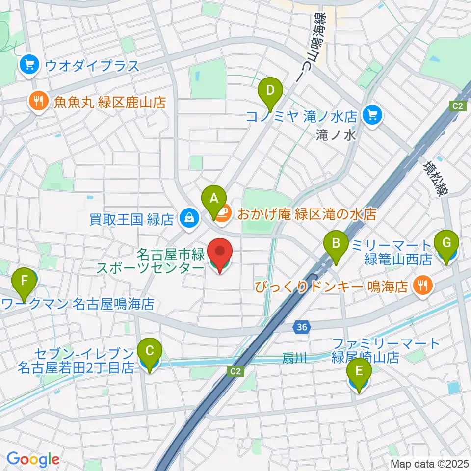 名古屋市緑スポーツセンター周辺のコンビニエンスストア一覧地図