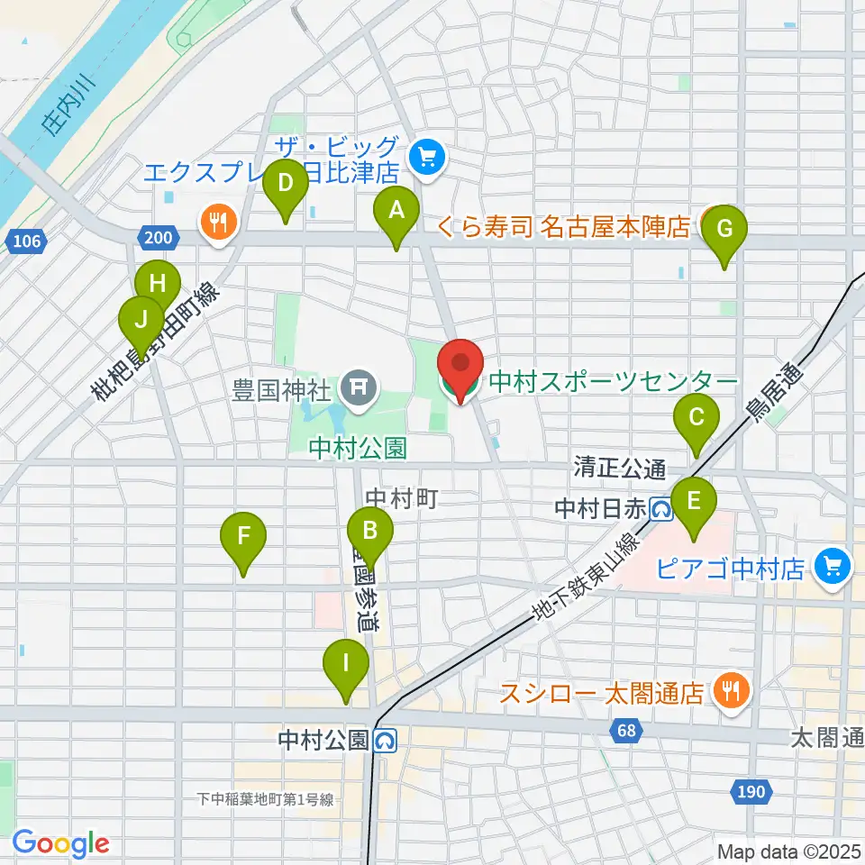 名古屋市中村スポーツセンター周辺のコンビニエンスストア一覧地図