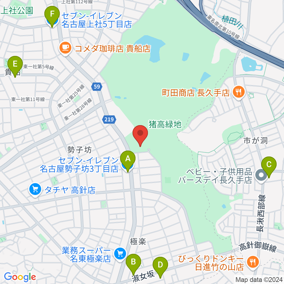 名古屋市名東スポーツセンター周辺のコンビニエンスストア一覧地図