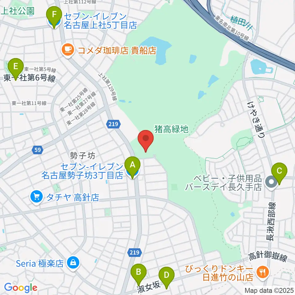 名古屋市名東スポーツセンター周辺のコンビニエンスストア一覧地図