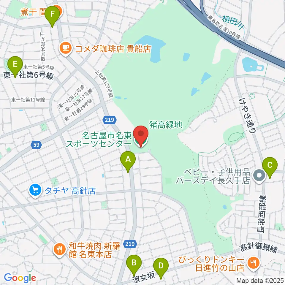 名古屋市名東スポーツセンター周辺のコンビニエンスストア一覧地図