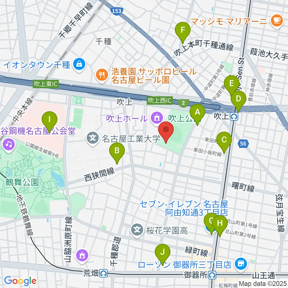 名古屋市昭和スポーツセンター周辺のコンビニエンスストア一覧地図