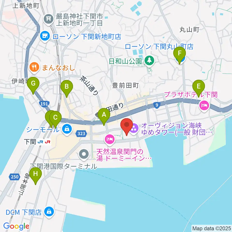 海峡メッセ下関周辺のコンビニエンスストア一覧地図