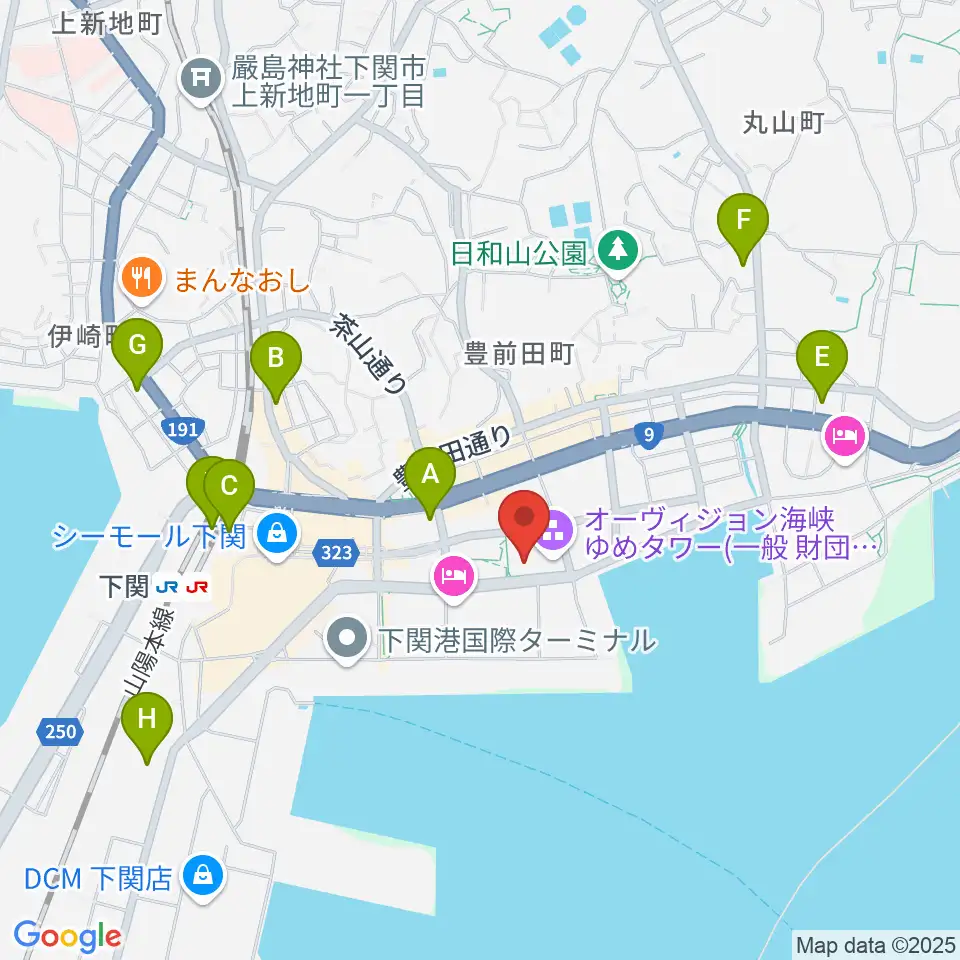 海峡メッセ下関周辺のコンビニエンスストア一覧地図