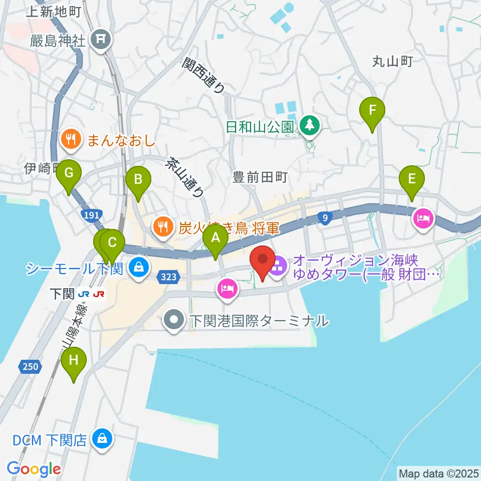 海峡メッセ下関周辺のコンビニエンスストア一覧地図